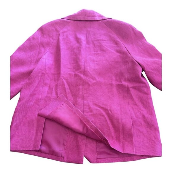 Talbots Pink Blazer 16 Lined 100% Linen 3/4 Sleeve Shoulder Pads - Picture 6 of 8